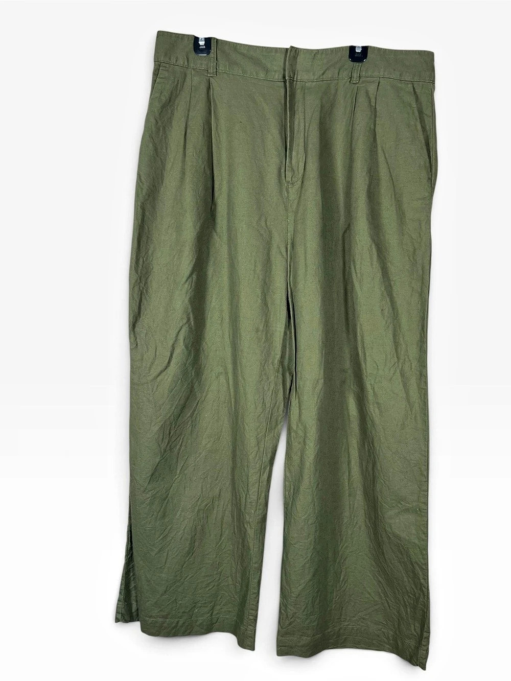 GAP Womens Wide Leg Pleated Linen Pants Khaki Green Size 18 Capsule Classic